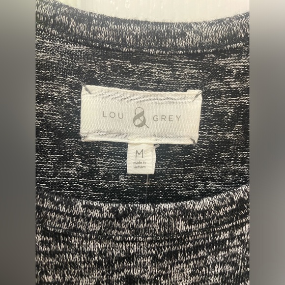 Lou & Grey Loft Dark Gray Marled Spacedye Drop Waist Blouson Tank Dress Size M - Picture 4 of 8